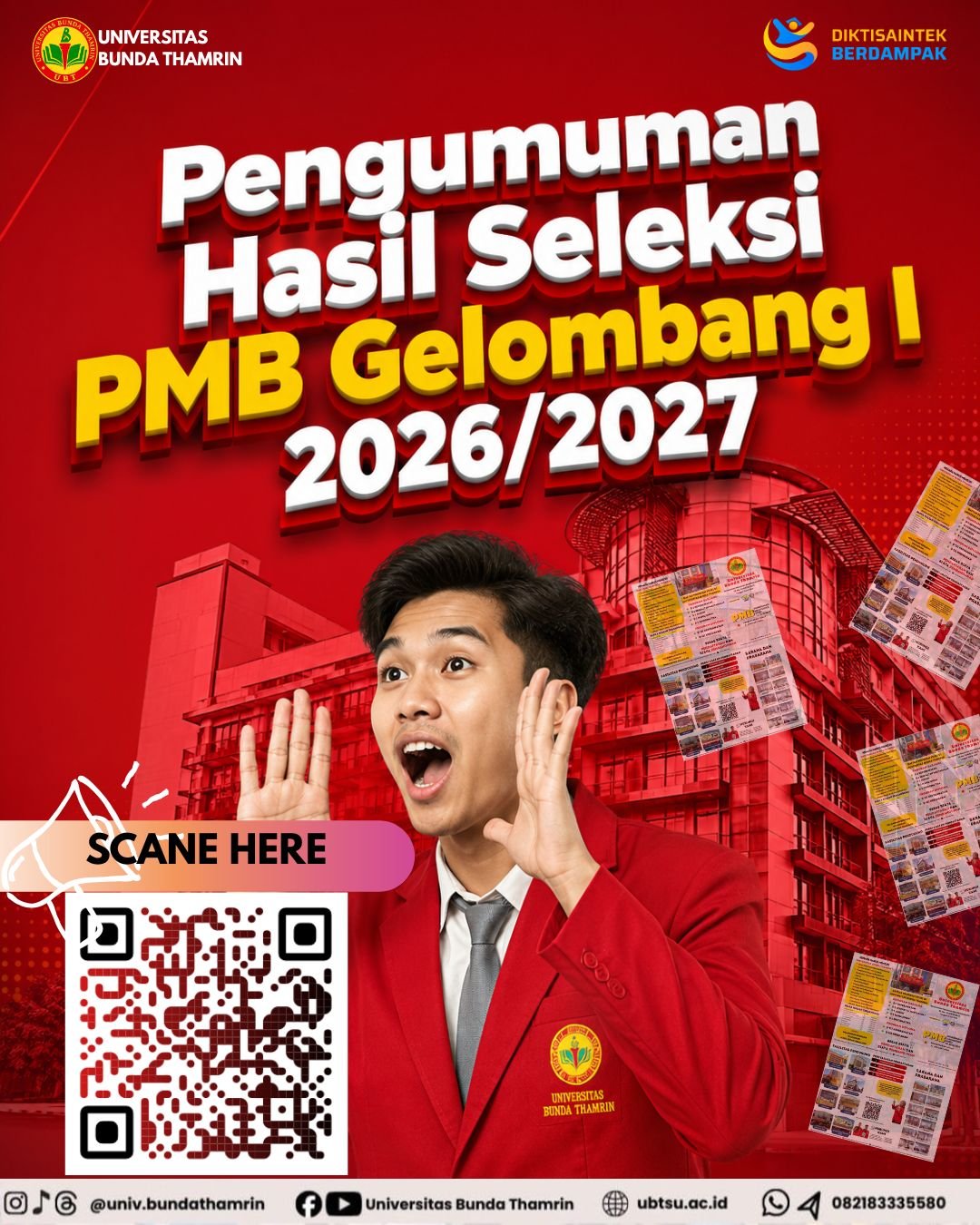 PENGUMUMAN HASIL SELEKSI PMB GELOMBANG I UNIVERSITAS BUNDA THAMRIN (UBT) T.A. 2026/2027